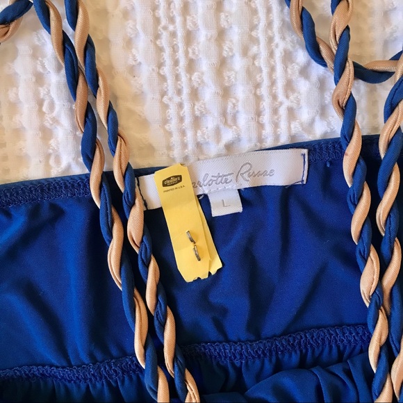 Charlotte Russe Royal Blue & Gold Dress, Size L - Picture 6 of 10